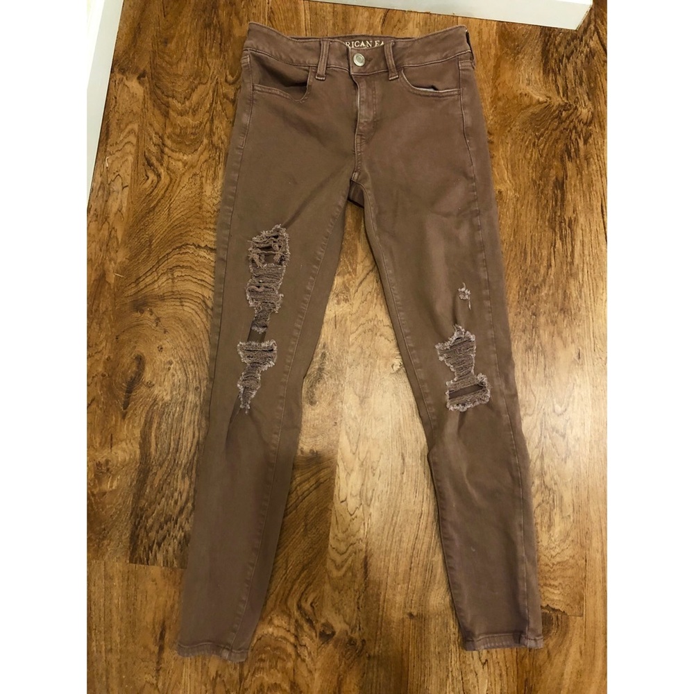 High Waisted Destroyed Skinny Jeans